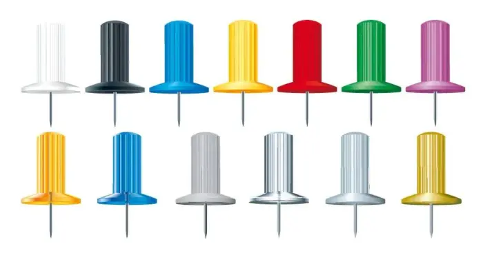 Boîte de 100 épingles Papic - Hauteur de pointe 7mm - 10mm de diamètre - Couleurs assorties