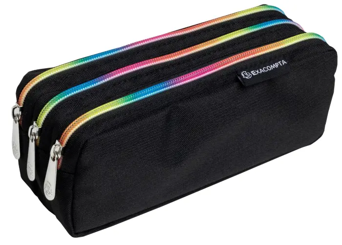 Trousse rectangle 3 compartiments Rainbow - Noir