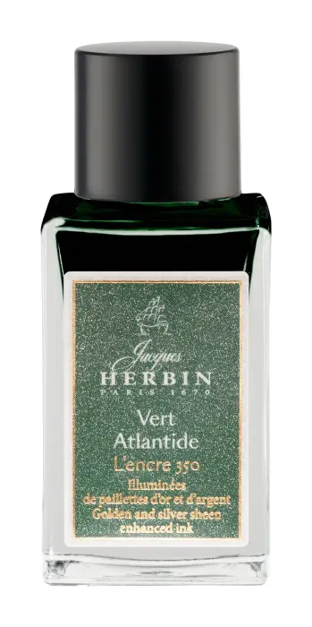 Encre 350 à paillettes dorées et argentées 15ml - Vert Atlantide - New