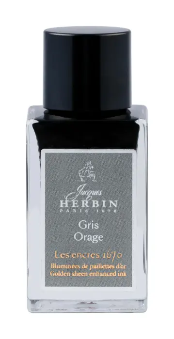 Encre 1670 à paillettes dorées 15ml - Gris orage