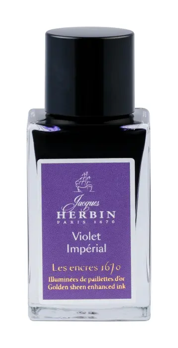 Encre 1670 à paillettes dorées 15ml - Violet Impérial