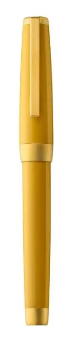 Stylo roller, corps résine de couleur ambre, attributs or jaune brossé - Ambre