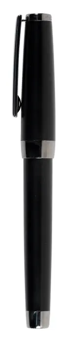 Stylo en métal précieux, corps PVD noir matt et attributs ruthénium noir poli, plume acier traitée Ruthénium en taille M