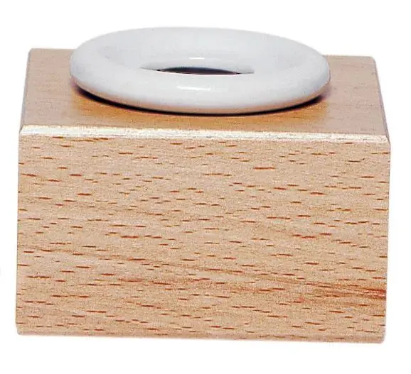 Encrier porcelaine rond et support en bois