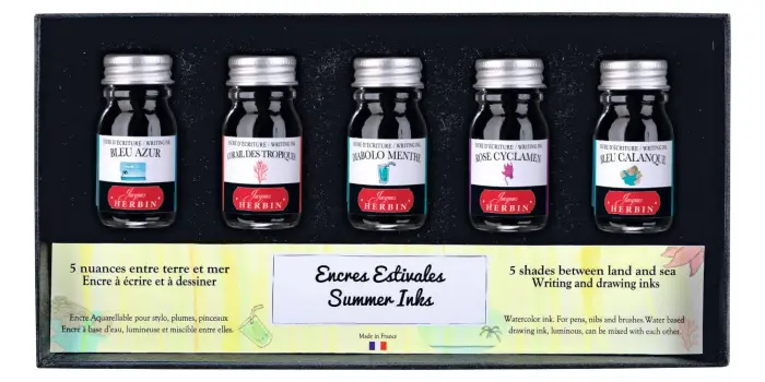 Set de 5 petites bouteilles d'encres estivales - assorti