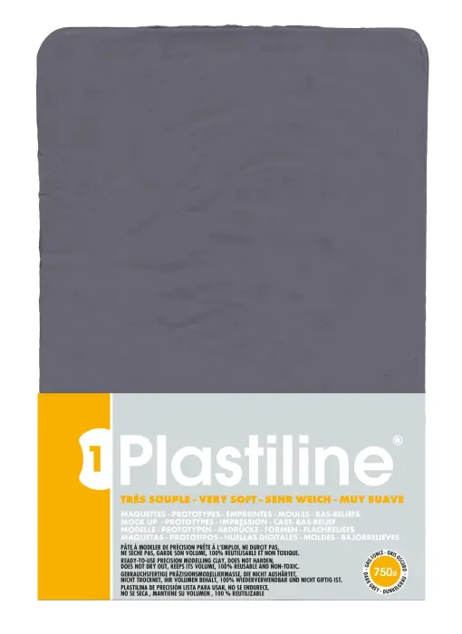 750g de plastiline dureté 1-très souple - gris foncé
