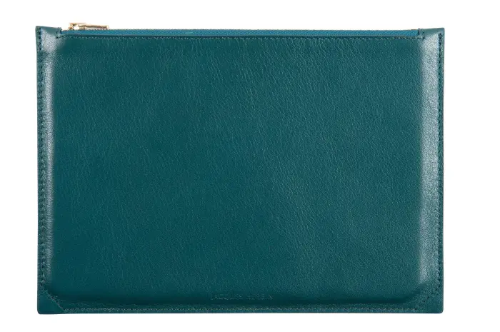 Pochette multifonction en cuir, petit modèle - Vert émeraude