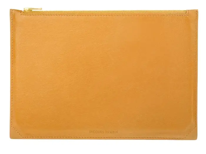 Pochette multifonction en cuir, grand modèle - Ambre