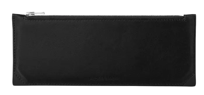 Trousse stylo en cuir, grand modèle - Noir