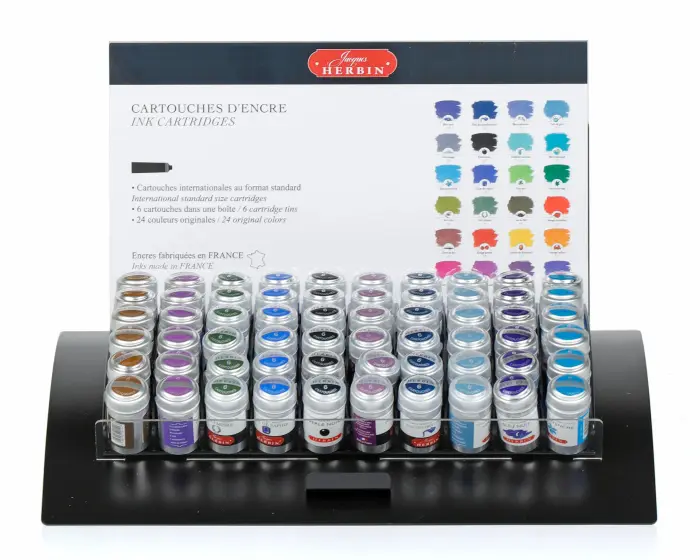 Présentoir en métal pour cartouches et stylos roller - Livré vide