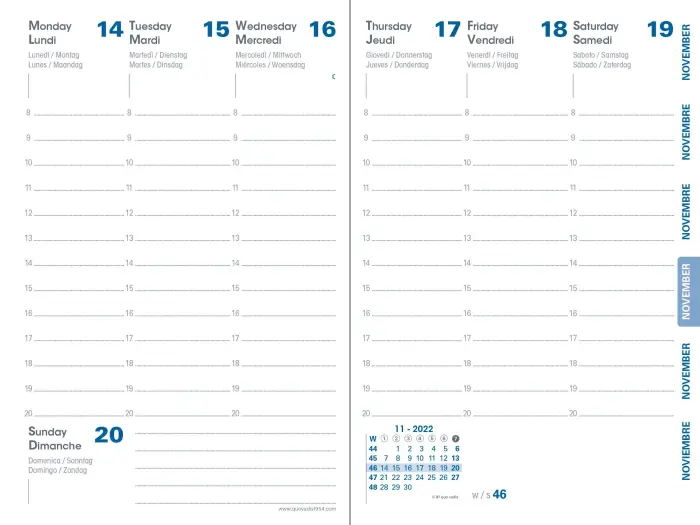 Quo Vadis - Recharge Agenda année scolaire - 2026-2027 - Universitaire Recyclé - Semainier Planning - Multilingue - 13 mois de août à août - 10x15 cm - Papier Clairefontaine recyclé