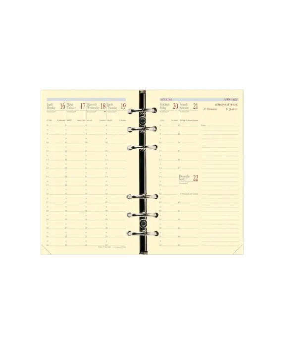 Quo Vadis - Recharge Organiseur - 2026-2027 - Timer 17 Prestige - Semainier Planning - Français - 16 mois de septembre à décembre - 10x17 cm - Papier Clairefontaine ivoire