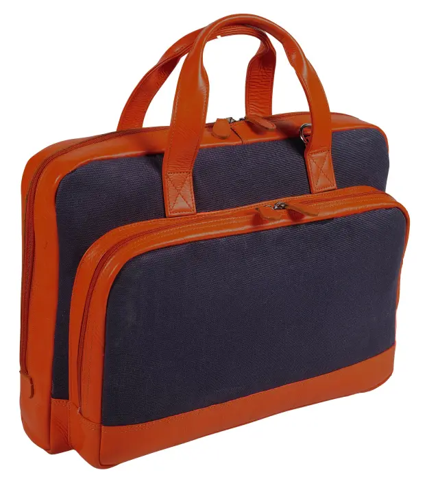 Quo Vadis - Sacoche - S1829 - 39x28x11 cm - Cuir pleine fleur de vachette - Bleu brique - PROMO