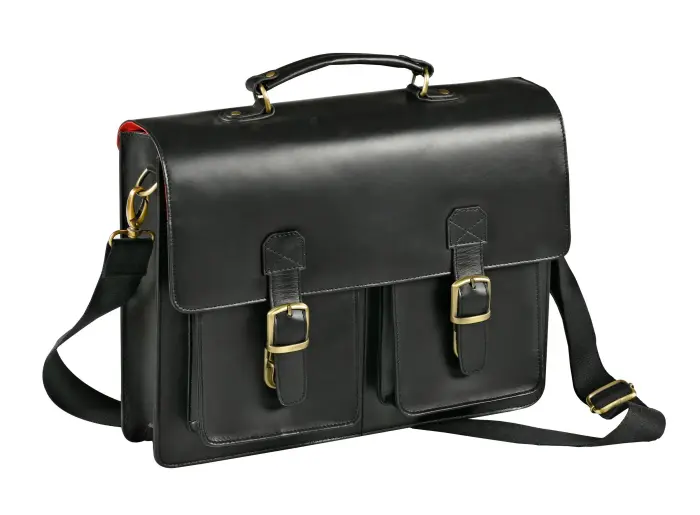 Quo Vadis - Sacoche cartable - Rangers - 38x28,5x5 cm - Cuir pleine fleur de buffle - Noir