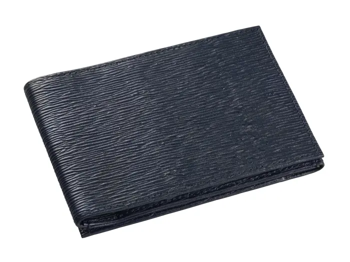 Quo Vadis - Porte-carte papillon - Eaton - 14x8 cm - Cuir pleine fleur de vachette - Bleu Marine - PROMO
