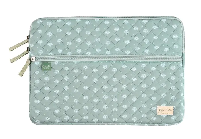 Quo Vadis - Housse ordinateur - Constance - 34x23,5x2,5 cm - Toile (effet tissé) - Vert Amande - PROMO