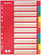 LEITZ Intercalaires en carton, blanc, A4, 10 touches,