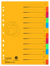 herlitz Intercalaire en carton, A4 extra large, 12 touches