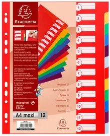 EXACOMPTA Intercalaires en plastique, uni, A4+, 6 touches