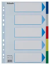 Esselte Intercalaires en plastique, uni, A4, PP, 5 touches