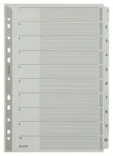 LEITZ Intercalaires en carton mylar, chiffres, A4, 1-10,gris