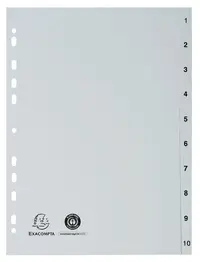 EXACOMPTA Intercalaire numérique en plastique, A4, gris