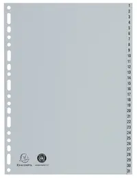 EXACOMPTA Intercalaire numérique en plastique, A4, gris