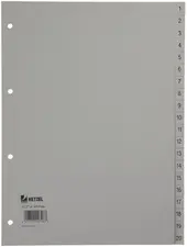 HETZEL Intercalaires en plastique, chiffres, A4, 1-20, PP