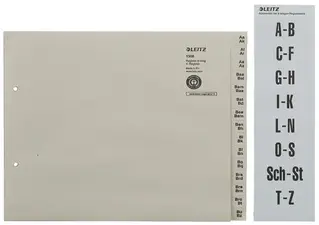 LEITZ Tauenpapier-Register, A-Z, für 200 Ordner,grau