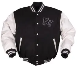 VESTE NY BASEBALL AVEC PATCH NOIR/BLANC