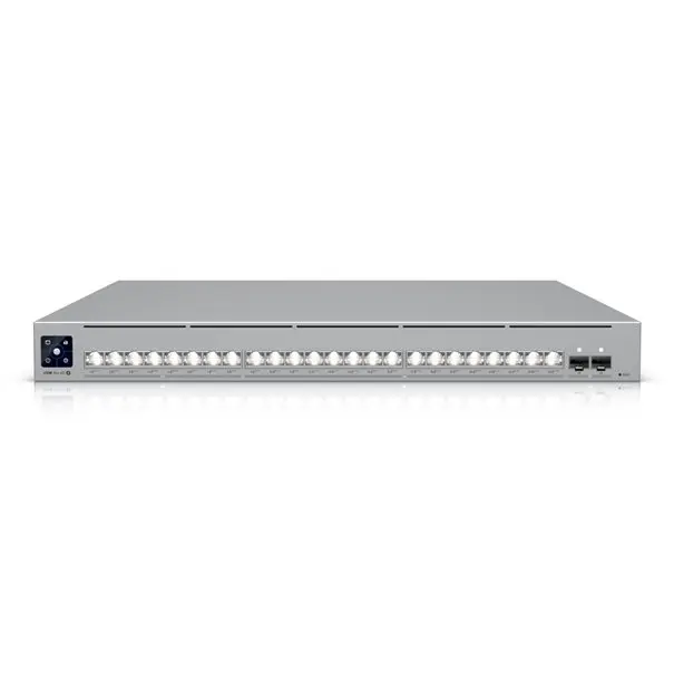 Ubiquiti Switch UniFi 8x2.5G RJ45/16x10G RJ45/2xSFP28 Managed PoE++ 720W 19" Rack-Mountable, 1,3" Touchscreen