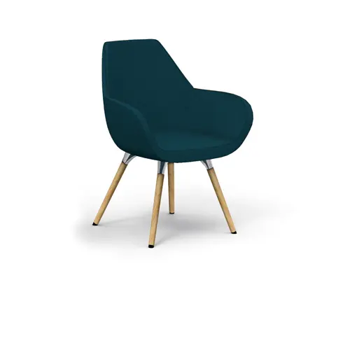 Chauffeuse Bip revêtement tissu Step  bleu pétrole  4 pieds mélamine hêtre clair