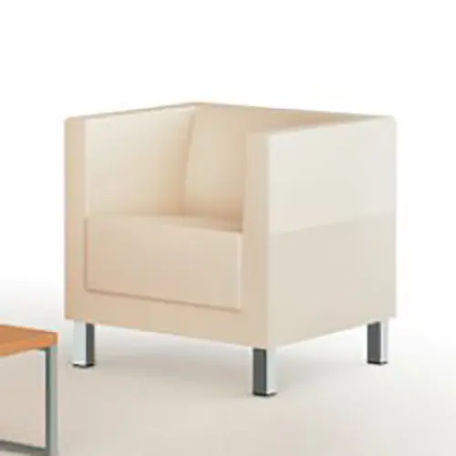 Chauffeuse Galway 1 place tissu softline blanc structure 4 pieds carrés chromés