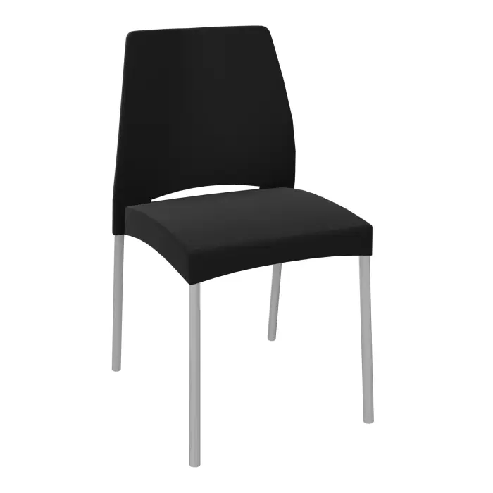 Lot de 2 chaises Pim's polypro noir sur 4 pieds gris aluminium