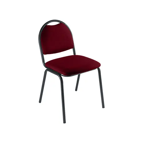 Lot de 2 chaises Slim assise et tissu en tissu Bali bordeaux royal - structure 4 pieds en tube métallique noir avec poignée de préhension