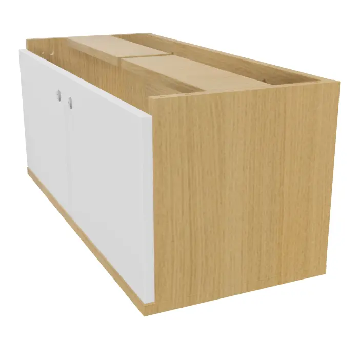 Bloc James mélamine chêne clair 2 portes mélamine blanc neige L. 82,5 x H. 35,5 x P. 36 cm
