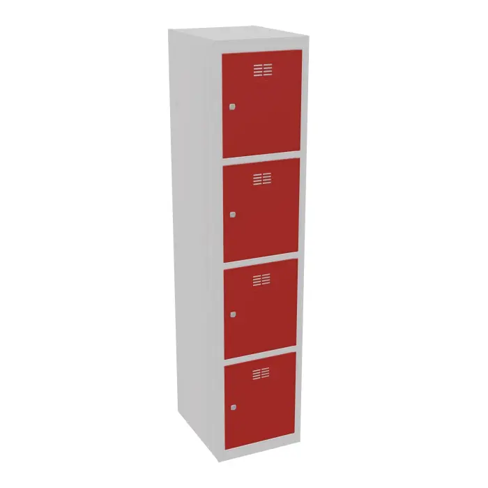 Vestiaire démontable 4 cases rouge élément suivant gris