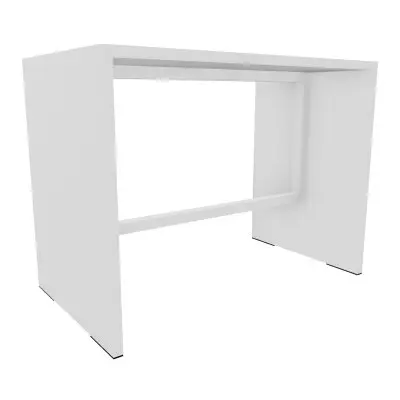 Table Eloise rectangulaire L. 140 x P. 80 x H. 105 cm mélamine blanc neige ép38mm pied panneau mélamine blanc neige