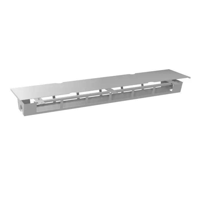 Kit extention Modulo L. 140 cm top access central métal lisse gris aluminium + kit goulottes pour tables élliptiques