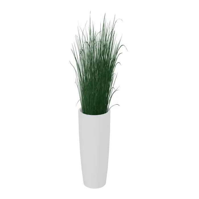 GRAMINEE FOLLE - Pot Rond H90cm ø35 cm ABS blanc laqué - gravier gris