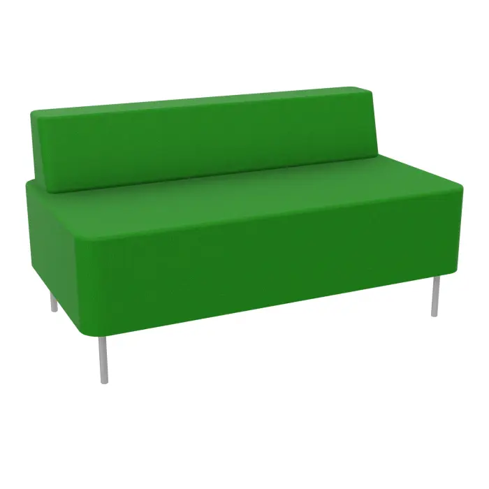 Chauffeuse 2 places Zélie L. 120 x H. 64,7 cm assise tissu Step bambou avec dossier tissu Step bambou sur 4 pieds tubes fixes D.20 mm métal lisse gris aluminium