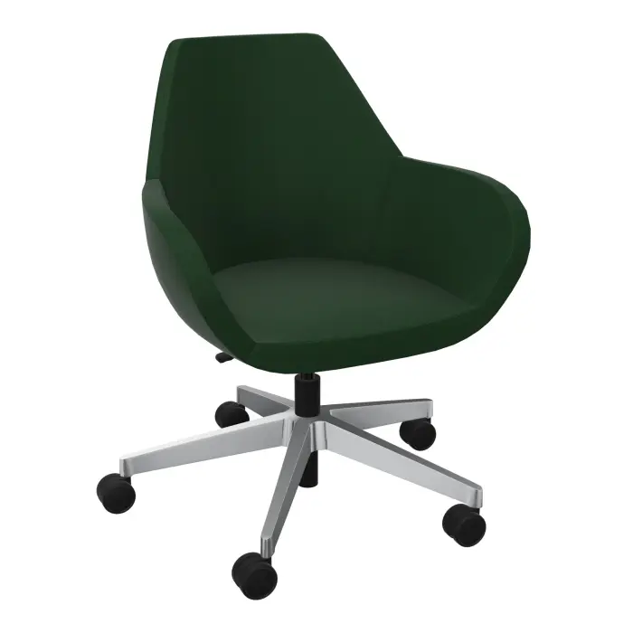 Chauffeuse Bip revetement tissu Step  vert anglais  piètement basculant métal chromé avec roulettes pour sol dur