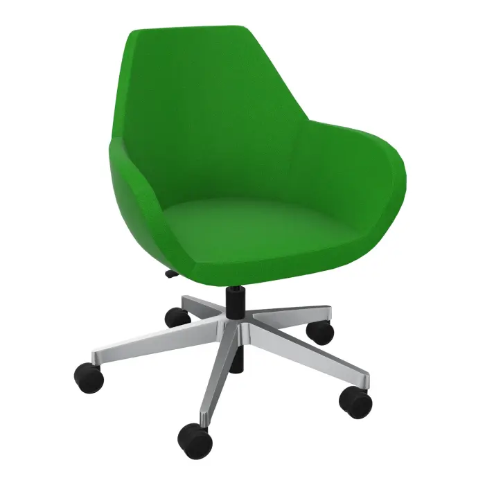 Chauffeuse Bip revetement tissu Step bambou  piètement basculant métal chromé avec roulettes pour sol souple