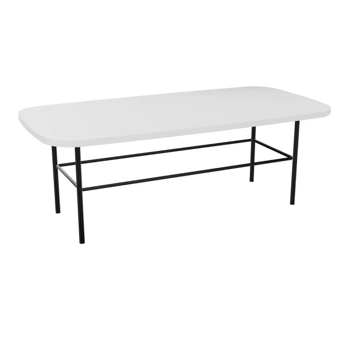 Table basse Margot rectangulaire L. 100 x H. 35 x P. 50 cm - plateau ép. 19 mm mélamine blanc neige - piétement métal lisse noir
