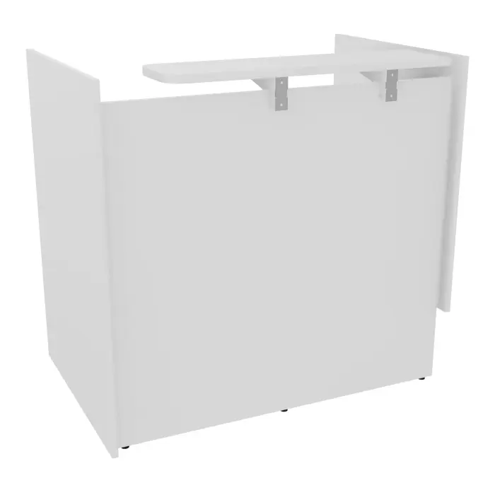 Module haut droit H. 113,5 indépendant plateau L. 120 x P. 80 x H. 73,5 cm mélamine blanc neige habillage mélamine blanc neige voile de coté long à droite