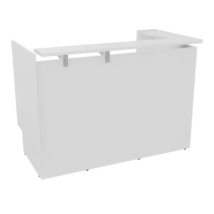 Module angle gauche L. 160 x P. 80 indépendant plateau mélamine blanc neige habillage mélamine blanc neige