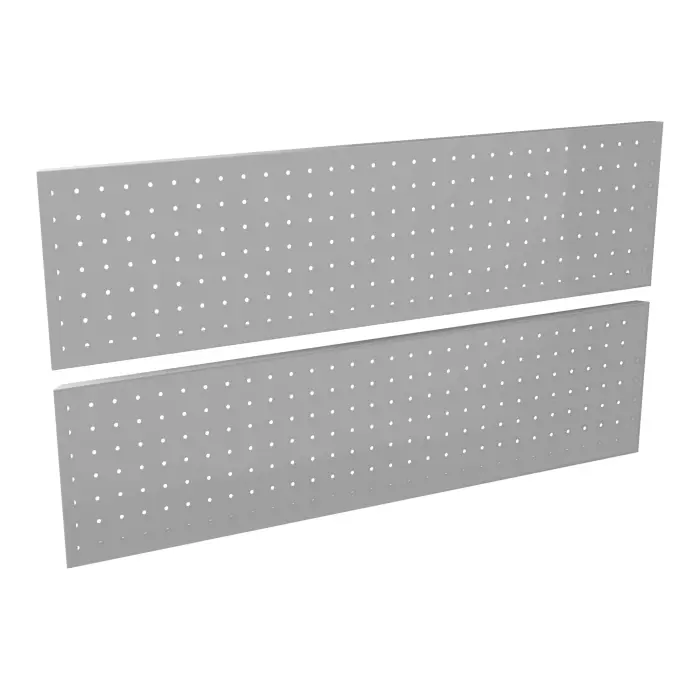2 habillages Guest perforations ""Pois"" métal lisse gris aluminium pour module bas PMR L. 100 cm