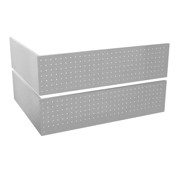 4 habillages Guest perforations ""Pois"" métal lisse gris aluminium pour module bas PMR L. 125 cm