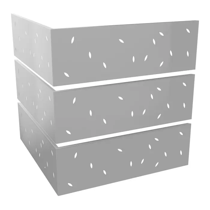 6 habillages Guest perforations ""Feuilles"" métal lisse gris aluminium pour module haut angle 90°