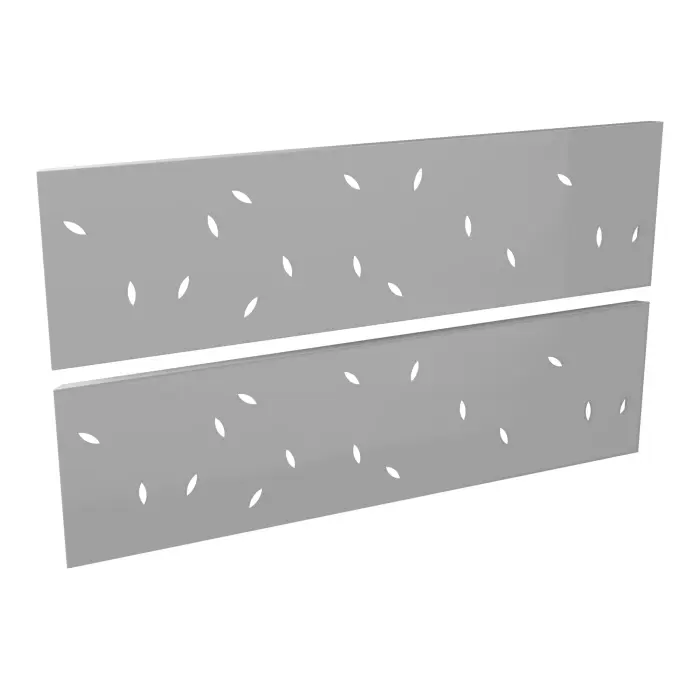 2 habillages Guest perforations ""Feuilles"" métal lisse gris aluminium pour module bas PMR L. 100 cm